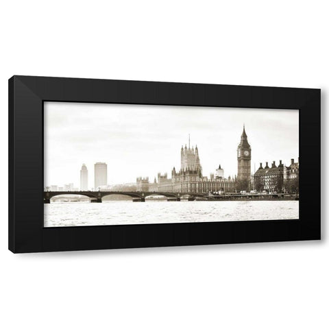 View of the Houses of Parliament and Westminster Bridge London Black Modern Wood Framed Art Print by Helena, Frank
