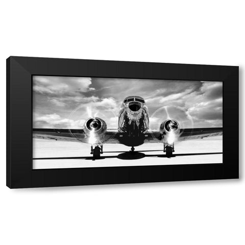 Airplaine taking off Black Modern Wood Framed Art Print by Gasoline Images
