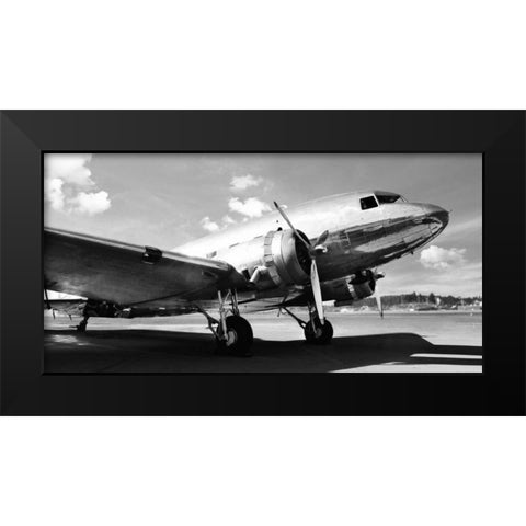 Vintage airplane Black Modern Wood Framed Art Print by Gasoline Images