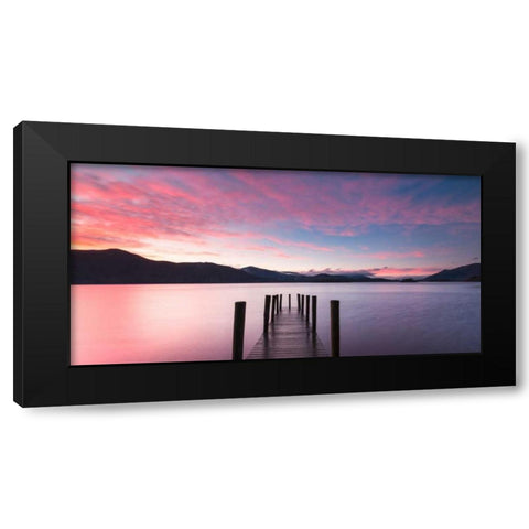 Twilight on lake, UK Black Modern Wood Framed Art Print with Double Matting by Anonymous