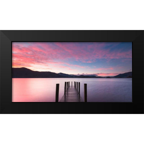 Twilight on lake, UK Black Modern Wood Framed Art Print by Anonymous