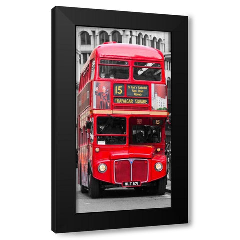 Double-Decker bus, London Black Modern Wood Framed Art Print by Pangea Images