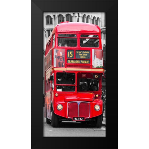 Double-Decker bus, London Black Modern Wood Framed Art Print by Pangea Images