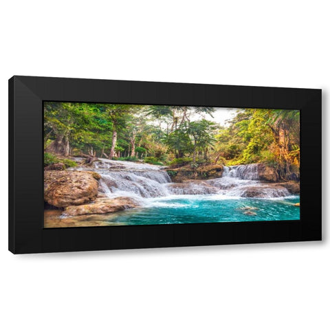 Kuang Si Falls, Luang Prabang, Laos Black Modern Wood Framed Art Print by Pangea Images