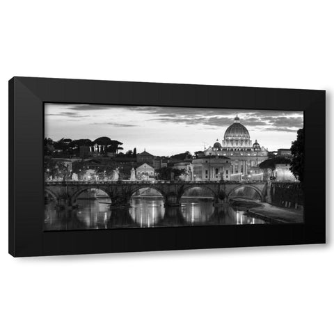 Night view at St. Peters cathedral, Rome Black Modern Wood Framed Art Print with Double Matting by Anonymous