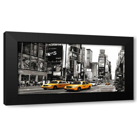 Taxi in Times Square, NYC Black Modern Wood Framed Art Print by Anonymous