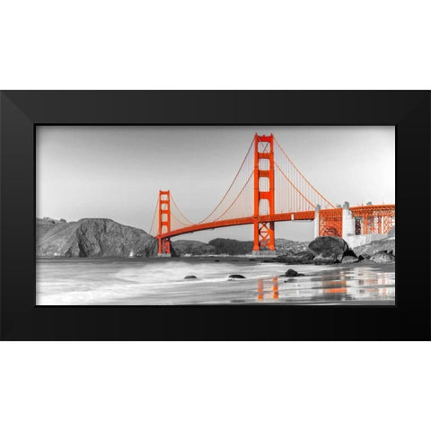 Golden Gate Bridge, San Francisco Black Modern Wood Framed Art Print by Anonymous