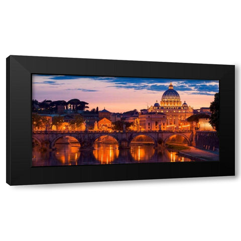 Night view at St. Peters cathedral, Rome Black Modern Wood Framed Art Print with Double Matting by Anonymous