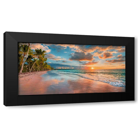 Beach in Maui, Hawaii, at sunset Black Modern Wood Framed Art Print with Double Matting by Pangea Images