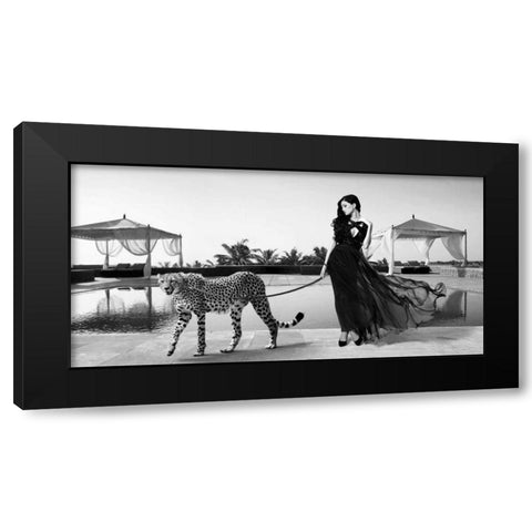 Woman with Cheetah Black Modern Wood Framed Art Print with Double Matting by Lauren, Julian