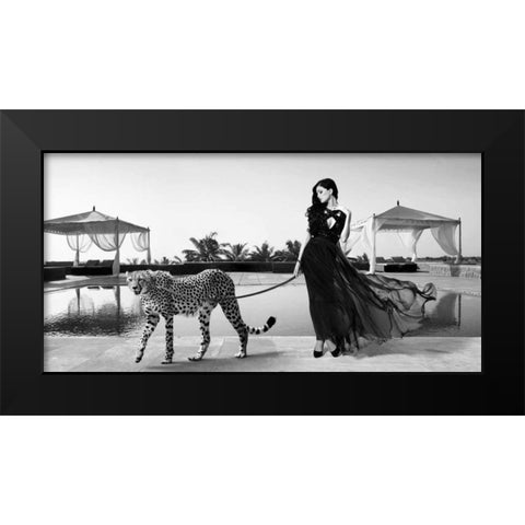 Woman with Cheetah Black Modern Wood Framed Art Print by Lauren, Julian