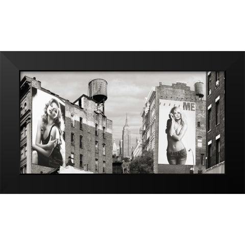 Billboards in Manhattan Black Modern Wood Framed Art Print by Lauren, Julian