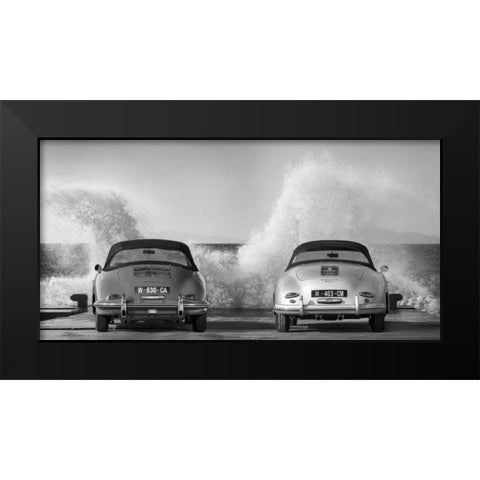 Ocean Waves breaking on Vintage Beauties Black Modern Wood Framed Art Print by Gasoline Images