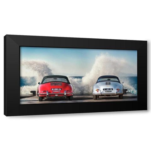 Ocean Waves breaking on Vintage Beauties Black Modern Wood Framed Art Print by Gasoline Images