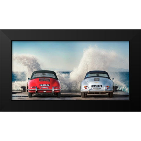 Ocean Waves breaking on Vintage Beauties Black Modern Wood Framed Art Print by Gasoline Images