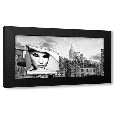 A Billboard in Manhattan Black Modern Wood Framed Art Print with Double Matting by Lauren, Julian