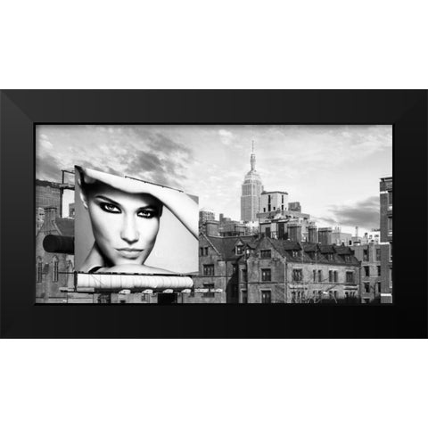 A Billboard in Manhattan Black Modern Wood Framed Art Print by Lauren, Julian