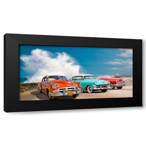 Cars in Avenida de Maceo- Havana- Cuba Black Modern Wood Framed Art Print with Double Matting by Pangea Images
