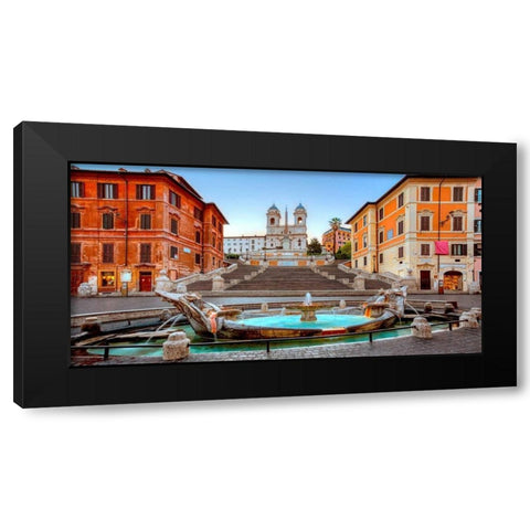Piazza di Spagna, Roma Black Modern Wood Framed Art Print by Anonymous