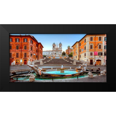 Piazza di Spagna, Roma Black Modern Wood Framed Art Print by Anonymous