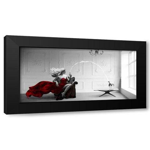 Champagne Zoom Black Modern Wood Framed Art Print with Double Matting by Lauren