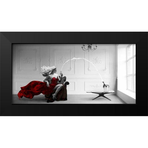 Champagne Zoom Black Modern Wood Framed Art Print by Lauren