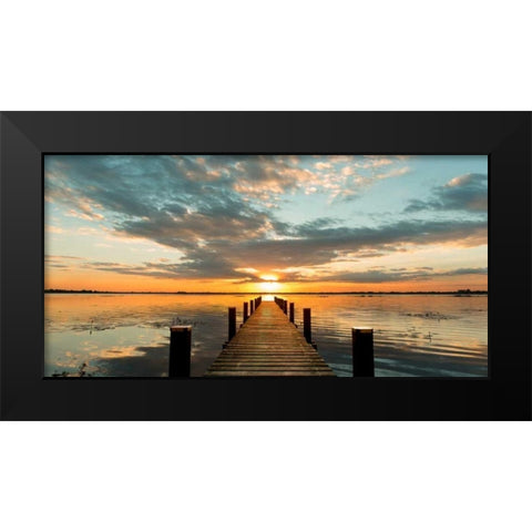 Morning Lights on a Jetty (detail) Black Modern Wood Framed Art Print by Pangea Images