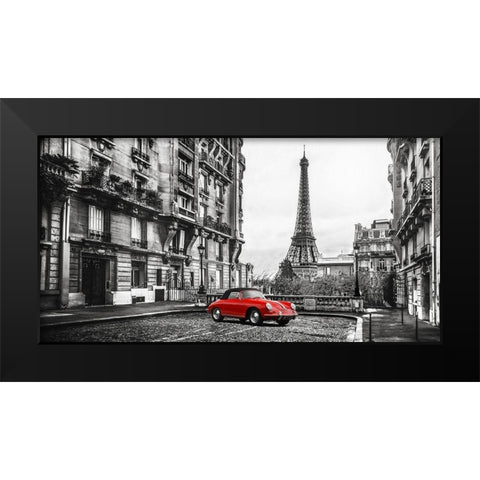 Roadster in Paris (Rouge) Black Modern Wood Framed Art Print by Gasoline Images