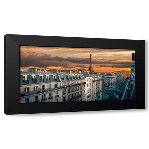 Morning in Paris Black Modern Wood Framed Art Print with Double Matting by Pangea Images