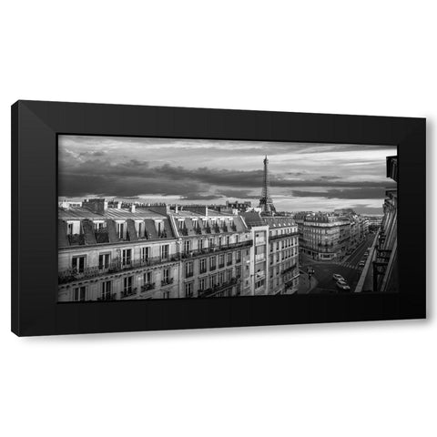 Morning in Paris (BW) Black Modern Wood Framed Art Print with Double Matting by Pangea Images