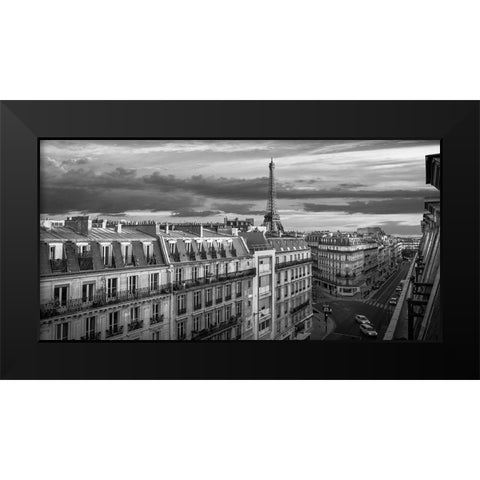 Morning in Paris (BW) Black Modern Wood Framed Art Print by Pangea Images