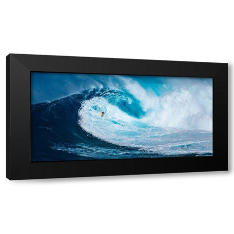 Surfing the big wave, Tasmania (detail) Black Modern Wood Framed Art Print with Double Matting by Pangea Images