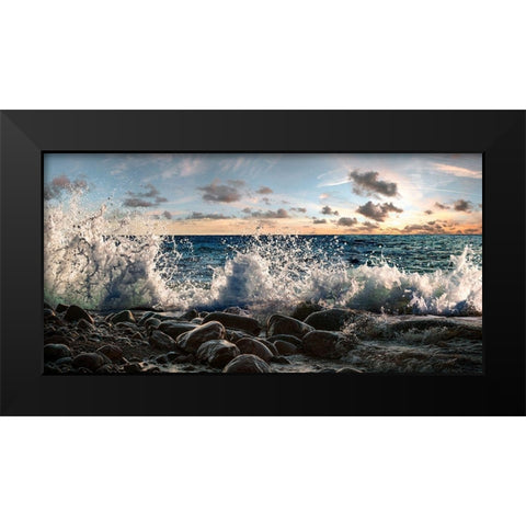 Waves crashing, Point Reyes, California (detail) Black Modern Wood Framed Art Print by Pangea Images