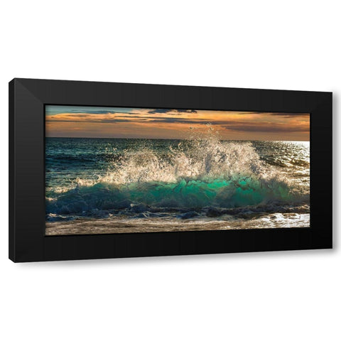 Wave crashing on the beach, Kauai Island, Hawaii (detail) Black Modern Wood Framed Art Print by Pangea Images