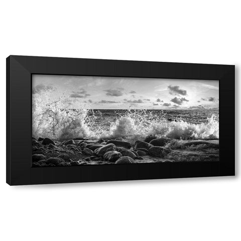 Waves crashing, Point Reyes, California (detail, BW) Black Modern Wood Framed Art Print by Pangea Images