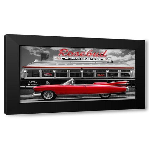 Vintage Beauty and Diner (Red) Black Modern Wood Framed Art Print with Double Matting by Gasoline Images