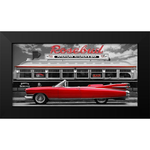 Vintage Beauty and Diner (Red) Black Modern Wood Framed Art Print by Gasoline Images