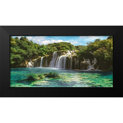 Waterfall in Krka National Park, Croatia Black Modern Wood Framed Art Print by Pangea Images