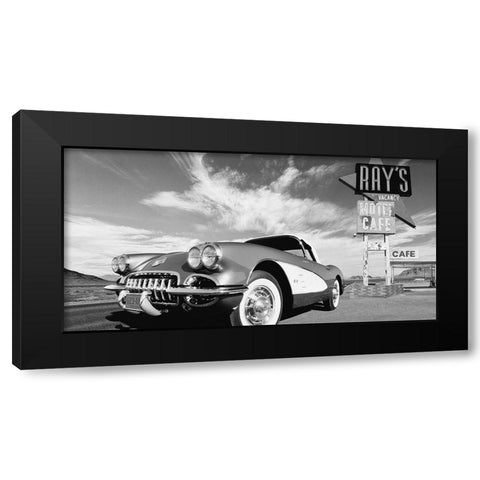 Cruisin USA - BW Black Modern Wood Framed Art Print with Double Matting by Gasoline Images