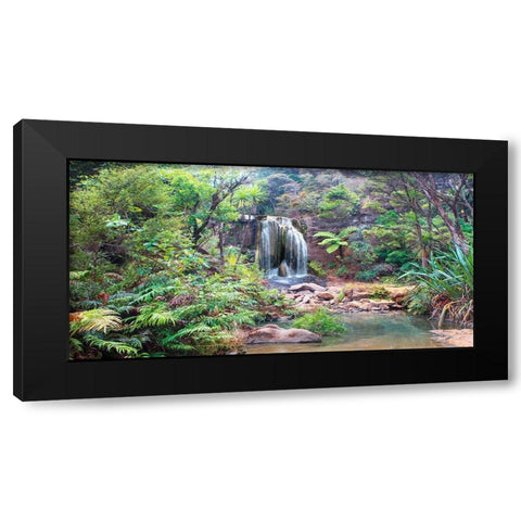 Rainforest waterfall Black Modern Wood Framed Art Print with Double Matting by Pangea Images