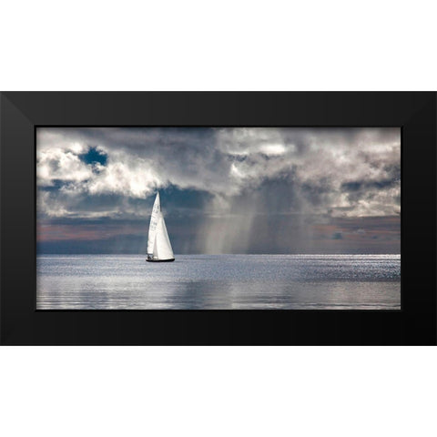 Sailing on a Silver Sea Black Modern Wood Framed Art Print by Pangea Images