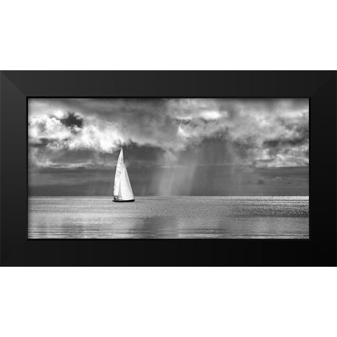 Sailing on a Silver Sea (BW) Black Modern Wood Framed Art Print by Pangea Images