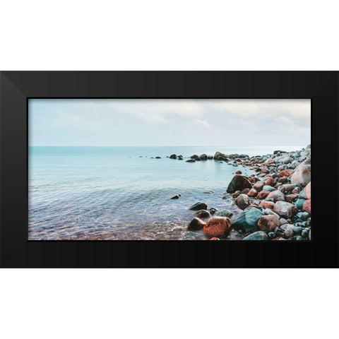 Pebbles on the Beach Black Modern Wood Framed Art Print by Pangea Images