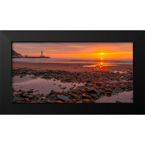 Sunset on the Coast of Yorkshire, UK Black Modern Wood Framed Art Print by Pangea Images