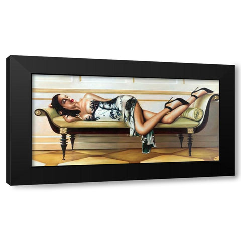 Deco Lady Black Modern Wood Framed Art Print by Benson, Pierre