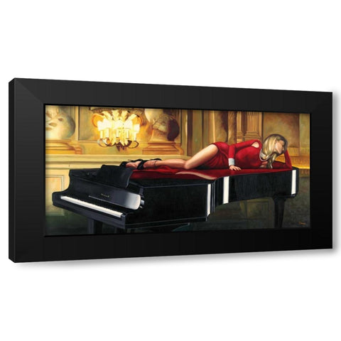 Piano Lady Black Modern Wood Framed Art Print by Benson, Pierre