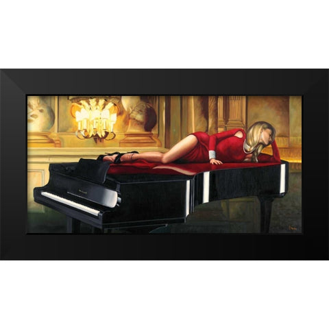 Piano Lady Black Modern Wood Framed Art Print by Benson, Pierre