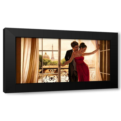 Lovers in Paris Black Modern Wood Framed Art Print by Benson, Pierre
