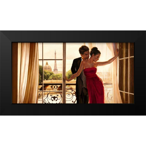 Lovers in Paris Black Modern Wood Framed Art Print by Benson, Pierre