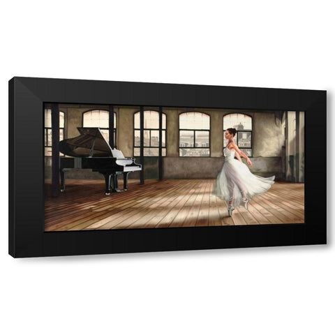 Dim light Ballerina  Black Modern Wood Framed Art Print with Double Matting by Benson, Pierre